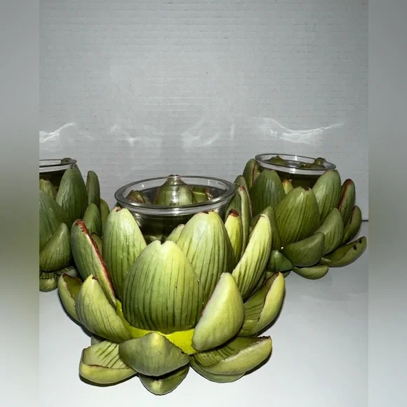 New Artichoke Candle Holder Set of 3 - Picture 2 of 6